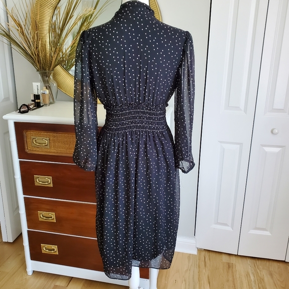 Max Studio black white polka dot chiffon dress - Picture 7 of 9